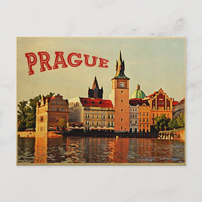 Prag Vintage Resmål Vykort (Framsida)
