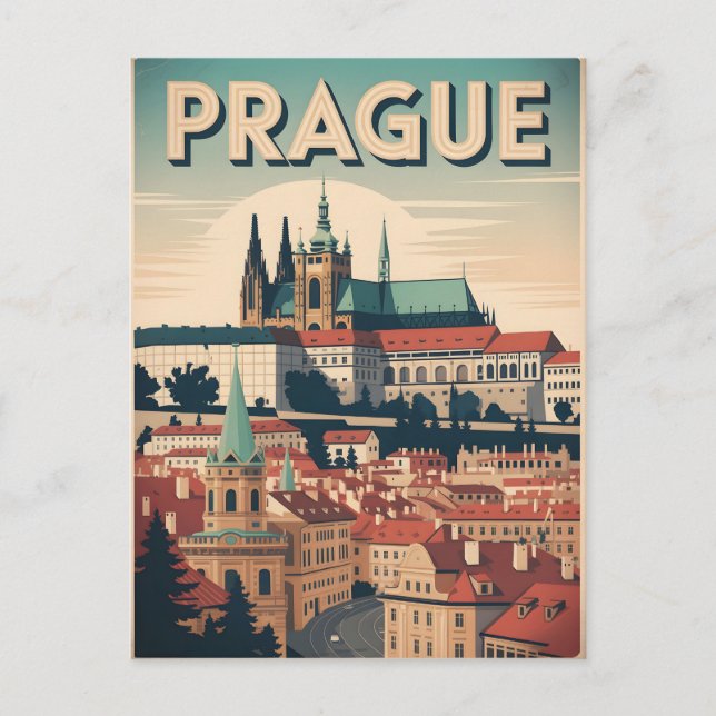 Prag-vintagen Vykort (Framsida)
