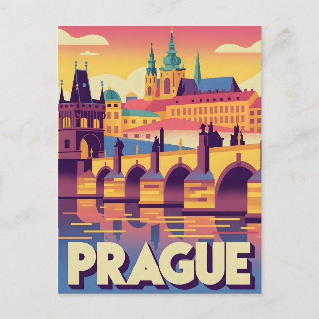 Prag-vintagen Vykort (Framsida)