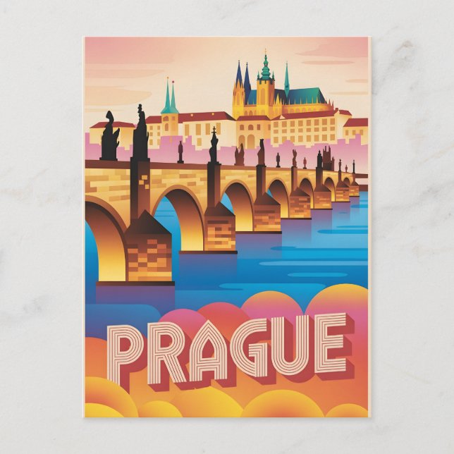 Prag-vintagen Vykort (Framsida)