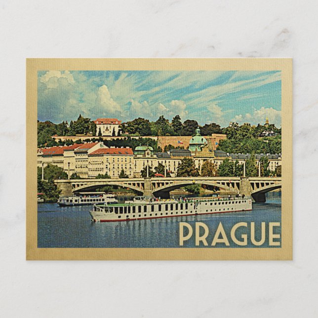 Prag-vykort Tjeckien Vintage resor Vykort (Framsida)