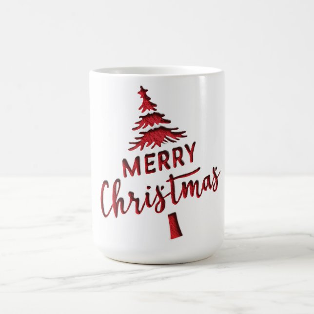 Prägad "God Jul"-text på vit julgran  Kaffemugg (Center)