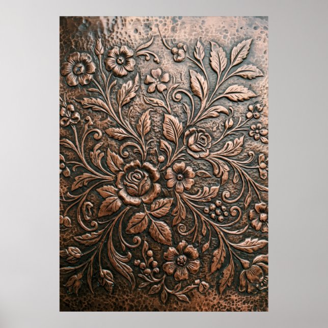 Prägd Kopparblommig Reliefkonst Poster (Framsidan)