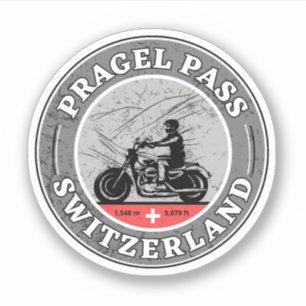 Pragel Pass schweiziska alperna motorcykeltur Klistermärken