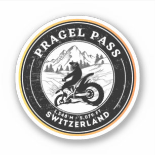 Pragel Pass schweiziska alperna motorcykeltur Klistermärken