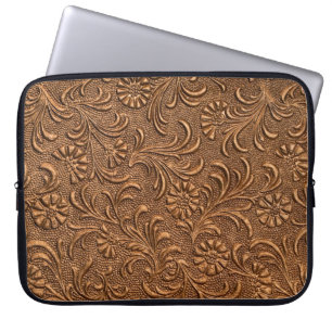 präglad blommigt, koppar laptop fodral