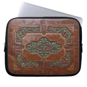 Präglad laptop sleeve för läderLook~