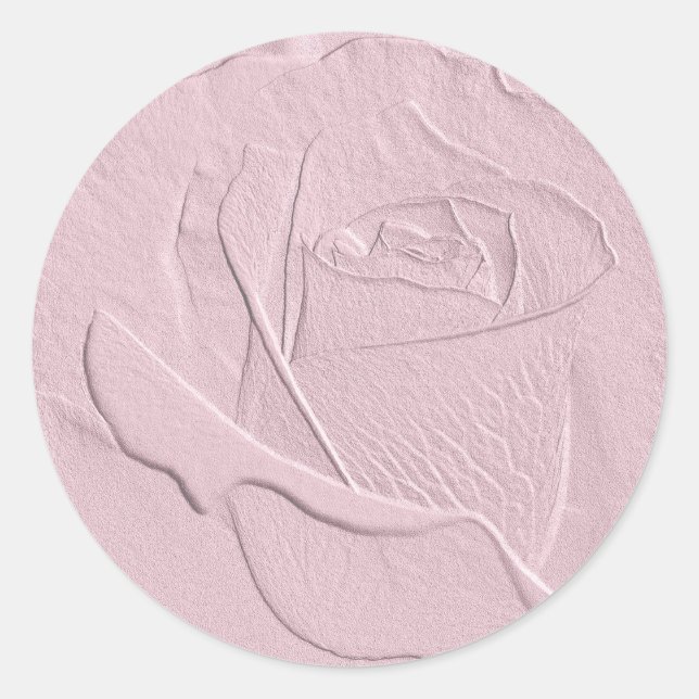 Präglad mjuk rosa ros runt klistermärke (Framsida)