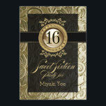 Präglad sweet sixteen för elegant glamour inbjudningar<br><div class="desc">Detta härligt, elegantt, färgad champagne, den faux utföra i relief blommönstret ger en glamorös bakgrund för ett svart vellängpapper överdrar, den sparkling gemstonehöjdpunkten med svartvit guld- revär. Moderiktigt och modernt med en art décoanstrykning, denna mångsidiga, exklusiva märkes- inbjudan perfekta för alla speciella tillfällen - milstolpefödelsedagar, årsdagar, bröllop, pension festar, är...</div>