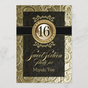 Präglad sweet sixteen för elegant glamour inbjudningar