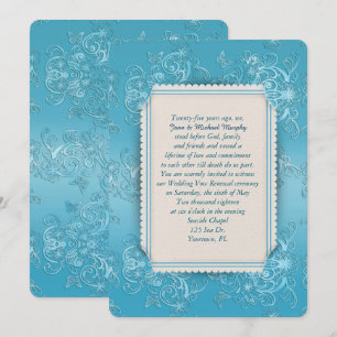 präglad turkos ram elegans inbjudningar