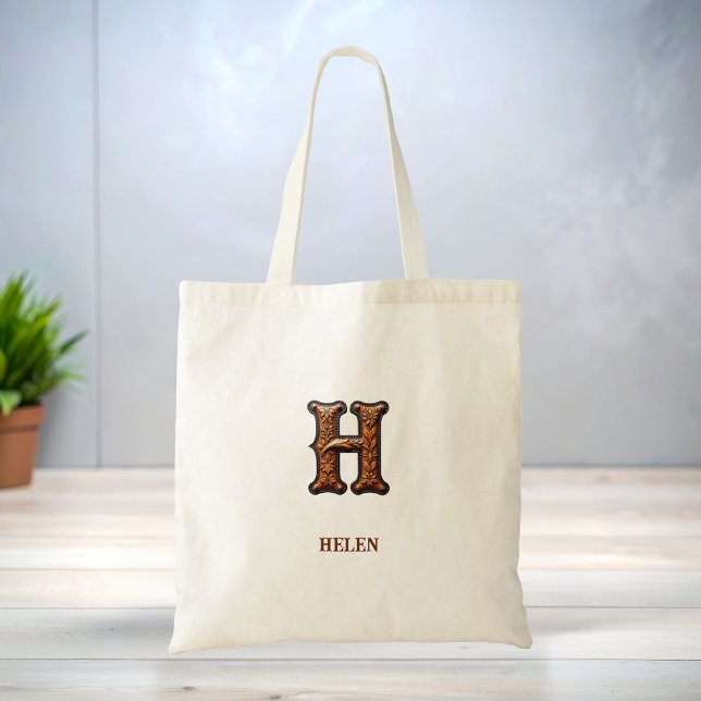  Präglad västerländsk läderinitial monogram H Tygkasse (Skapare uppladdad)