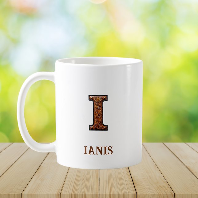  Präglad västerländsk läderinitial monogram I Kaffemugg (Skapare uppladdad)