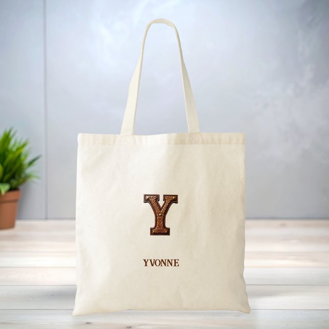  Präglad västerländsk läderinitial monogram Y Tygkasse (Skapare uppladdad)