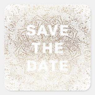 Präglad Vit guldolja i Elegant Snö Fyrkantigt Klistermärke