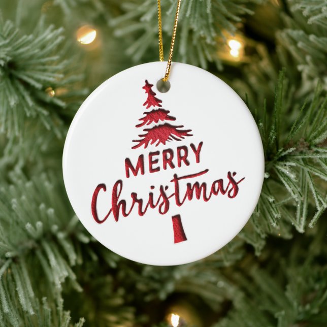 Präglar "God Jul" Trädtext på Vit  Julgransprydnad Keramik (Träd)