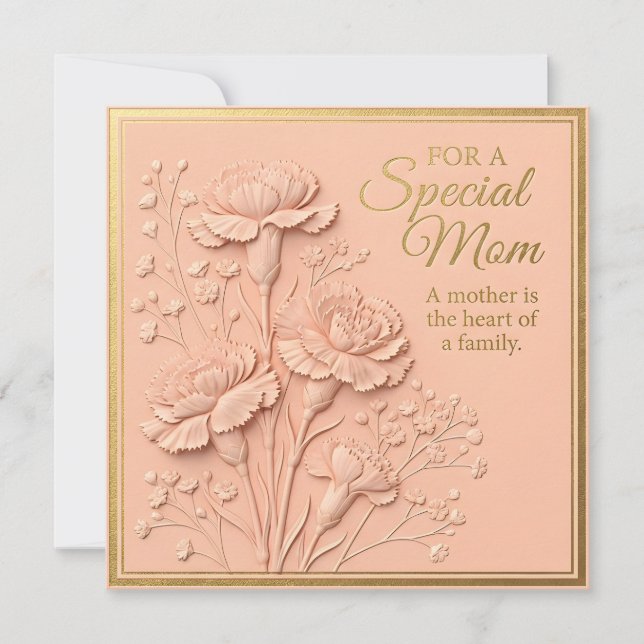 Prägld blommig morsdagskort kort (Framsida)