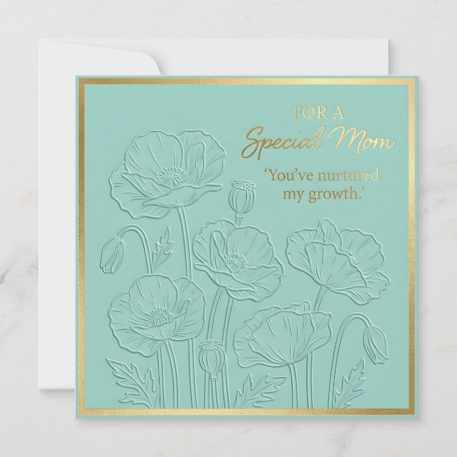 Prägld blommor mors dag-kort kort (Framsida)