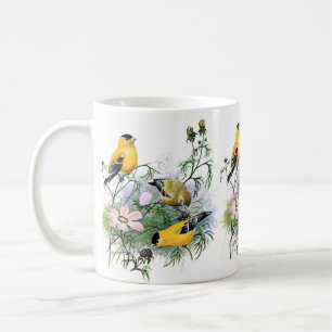 Prägling av amerikansk Goldfinch Songbird Kaffemugg