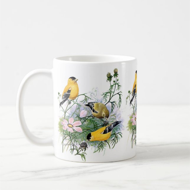 Prägling av amerikansk Goldfinch Songbird Kaffemugg (Vänster)