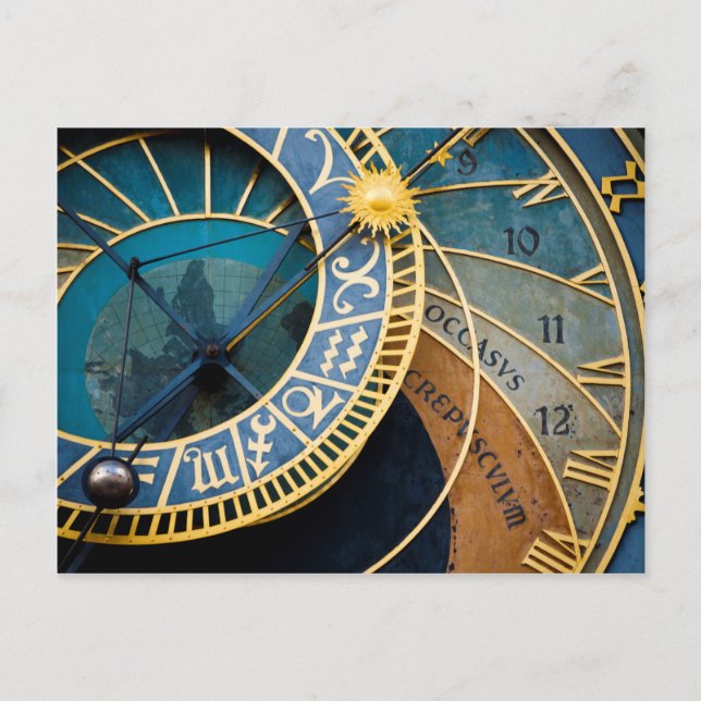 Prags astronomiska och zodiakiska klocka vykort (Framsida)