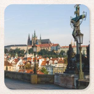Prags slott från Charles bridge, Tjeckien R. Underlägg Papper Kvadrat