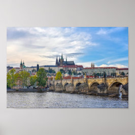 Prags slott som bortser från Charles Bridge Poster