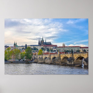 Prags slott som bortser från Charles Bridge Poster