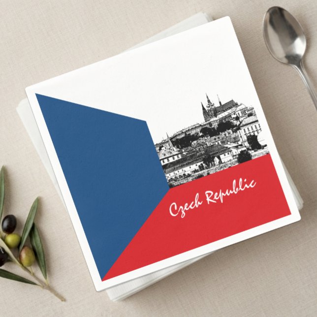 Pragservietter, tjeckisk flagga, historiska Tjecki Pappersservett (Czech Flag / Prague Napkins)