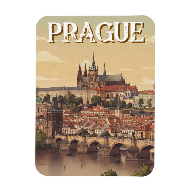 Prague Castle and charles Bridge Travel Magnet (Vertikal)