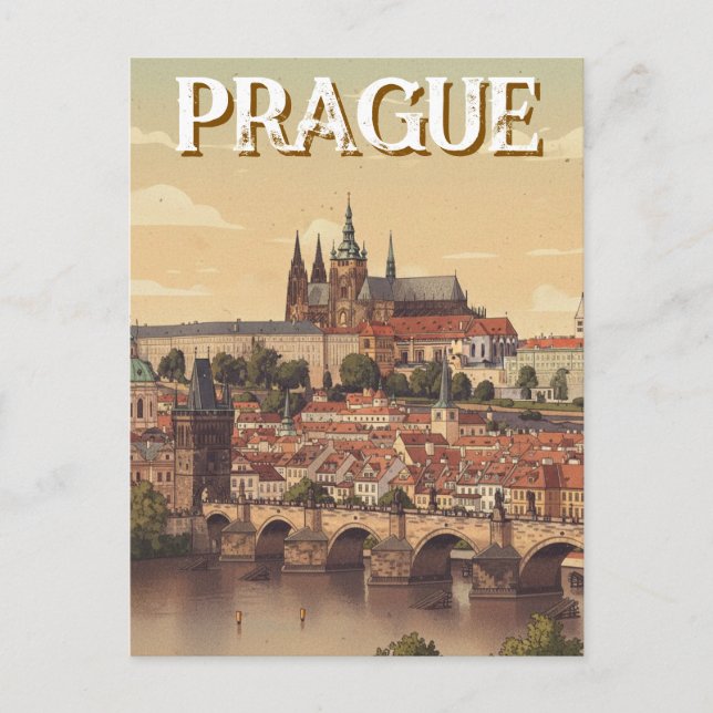 Prague Castle and charles Bridge Travel Vykort (Framsida)