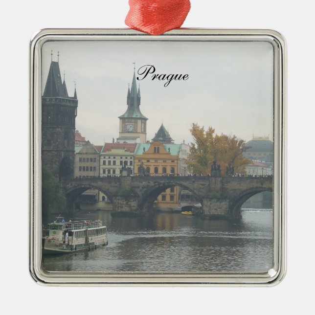 Prague Charles överbryggar kvadrerar prydnaden Julgransprydnad Metall (Framsidan)