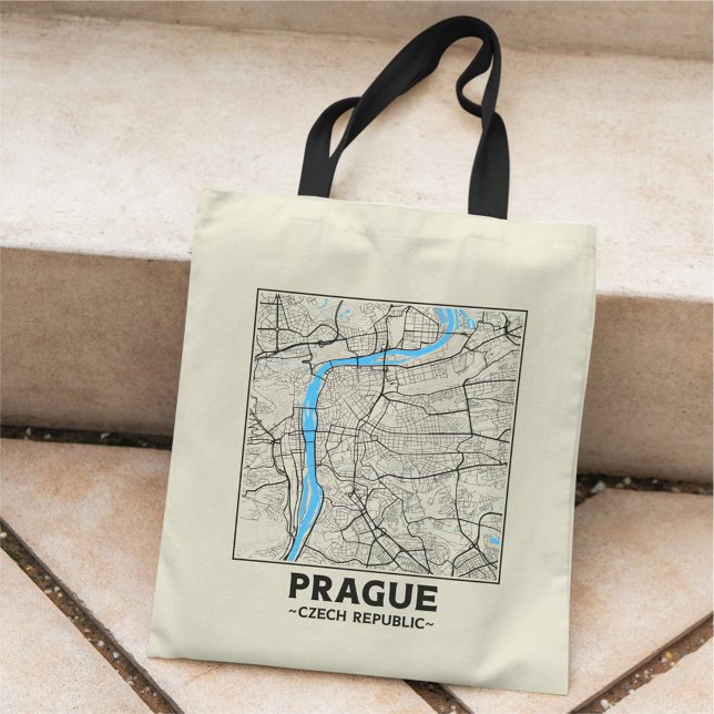 Prague, Czech Republic City Map Tote Bag Tygkasse (Skapare uppladdad)