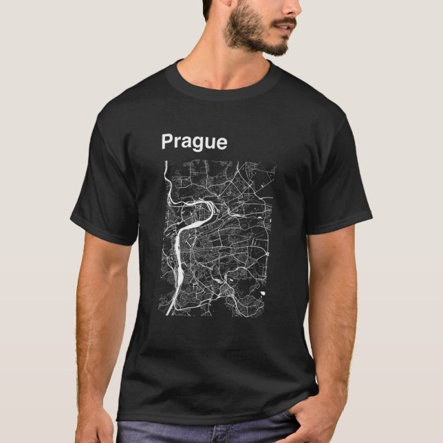 Prague Czech Republic Classic City Map Graphic T Shirt (Framsida)