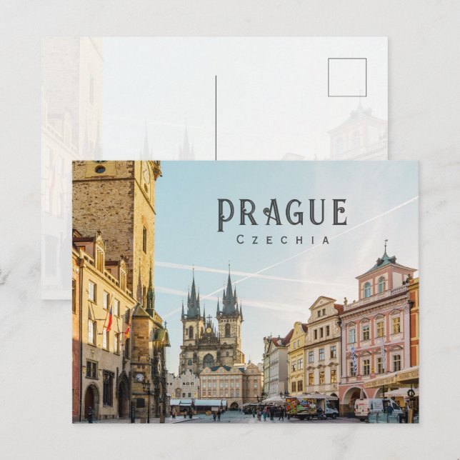 Prague Gamla Torget, Tjeckien resebild Vykort (Fram/baksida)