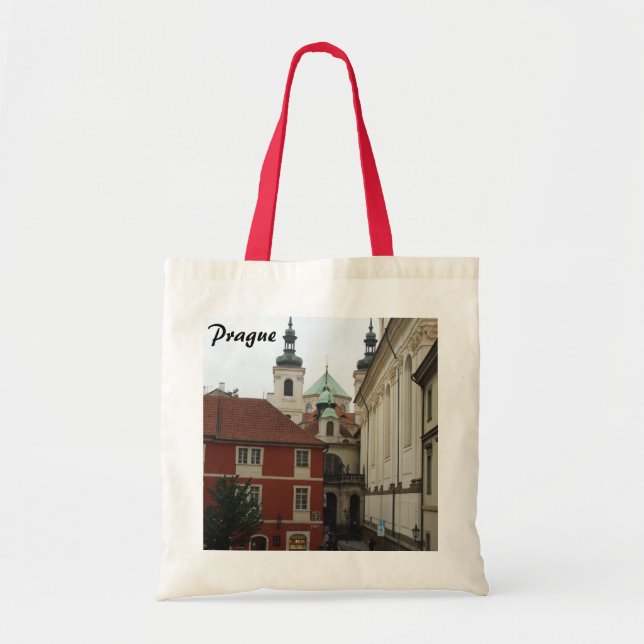 Prague hänger lös den röda vittotot tygkasse (Framsidan)