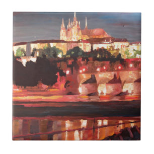 Prague - Hradschin med Charles överbryggar Kakelplatta