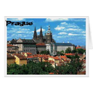 Prague i blått hälsningskort