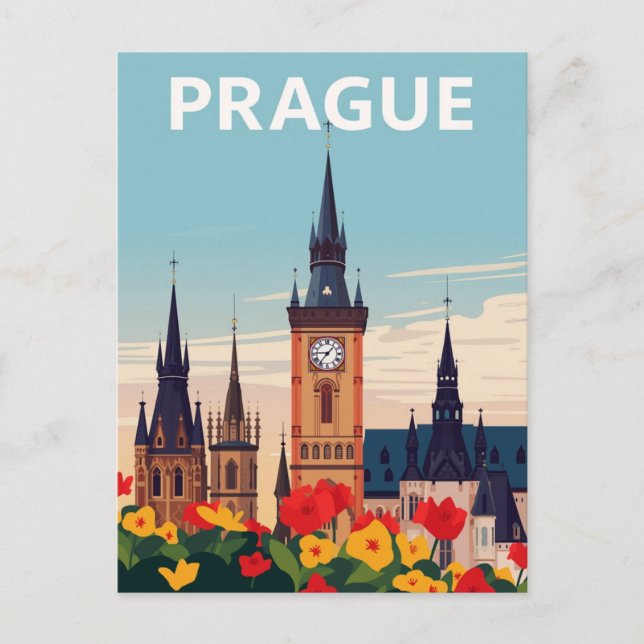 Prague Old Town Square Travel Art Vykort (Framsida)