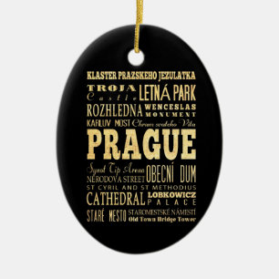 Prague stad av tjeckisk republiktypografikonst julgransprydnad keramik
