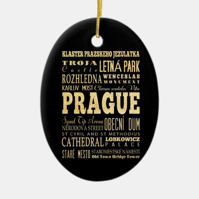 Prague stad av tjeckisk republiktypografikonst julgransprydnad keramik (Framsidan)