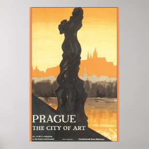 Prague staden av konstvintage resoraffischen poster
