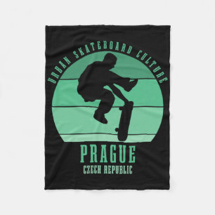 Prague Tjeckien Skateboardare Urn Skateboard Fleecefilt