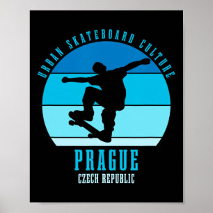 Prague Tjeckien Skateboardare Urn Skateboard Poster
