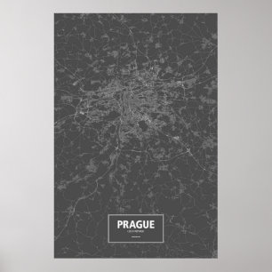Prague tjeckisk republik (vit på svart) poster
