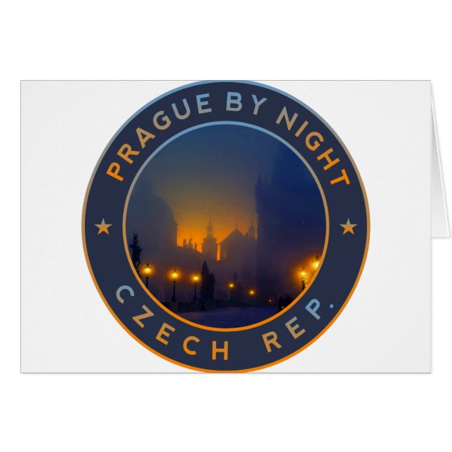 Praha by Night Hälsningskort (Framsidan Horizontal)
