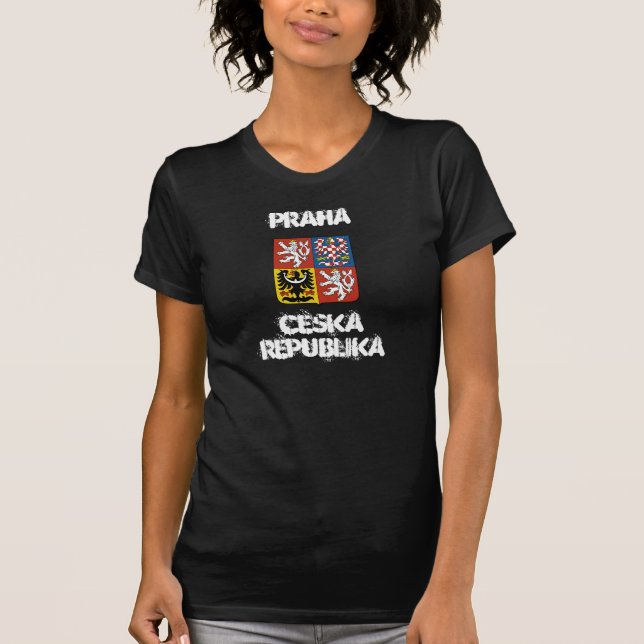 Praha, Ceska Republika med jackande av arm Tee Shirt (Framsida)