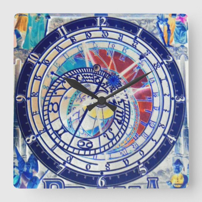 PRAHA CZECHOSLOVAKIA ASTRONOMICAL CLOCK 4 FYRKANTIG KLOCKA (Framsida)