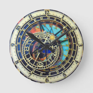 Praha Prag Astronomical Clock Rund Klocka