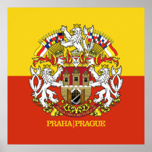Praha (Prag), Flagga och COA-Poster Poster